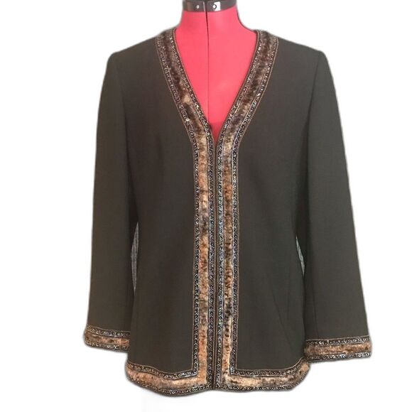 John Meyer of Norwich Skirt Suit Women's Size 10 Black Embellished Trim 2-Pieces - Picture 12 of 12